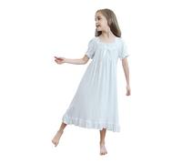 Verve Jelly Da ragazza Da principessa Camicie da notte Pizzo Abito da notte Indumenti da notte per bambini Camicia da notte di cotone Tinta unita Pigiama Abito Bianco 150 10-12 anni