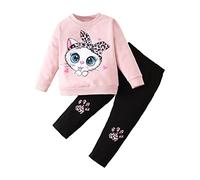 Verve Jelly Del bambino Delle Ragazze Del Gatto Della Tuta Set Felpa A Maniche Lunghe Top Pantaloni 2Pcs Tuta Da Jogging Vestiti Autunno Inverno Abiti Rosa 130 5-6 anni