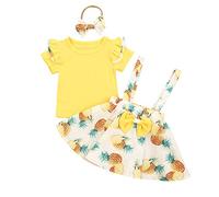 Verve Jelly Gonne per neonate Set Tuta per bambini Abiti pasquali Camicia a maniche corte + Gonna con reggicalze con fascia per la testa Abito estivo