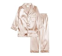 Verve Jelly Kid Girl Boy Pigiama Set Manica Lunga Pigiama 2 Pezzi Indumenti Da Notte Button-Down Camicia Pantaloni Morbidi Indumenti Da Notte Camicia Da Notte Estiva Oro Rosa 140 8-9 Anni