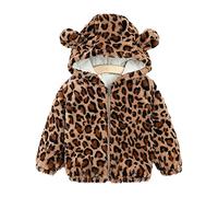 Verve Jelly Neonate Ragazzi Cappotto invernale in pile Giacca in pelliccia sintetica con cappuccio Addensare Capispalla Cappotto caldo Autunno Inverno Outfit Leopard 90 1-2 anni