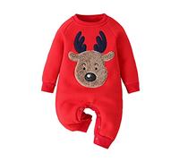 Verve Jelly Neonato Neonato Pagliaccetto natalizio Ragazzo Ragazza Renna Stampa Tuta intera rossa Tuta manica lunga Rosso 62 0-3 mesi