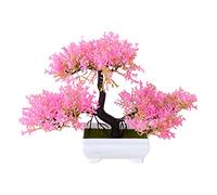 Verve Jelly Piante Artificiali Mini Bonsai Finto Fiore di Cedro Pianta di Pino Cedro Giapponese Pianta Bonsai per Decorazioni da Tavola da Scrivania per Ufficio, Rosa 1