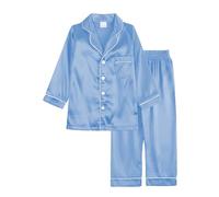 Verve Jelly Pigiama per bambini in raso, a maniche lunghe, con bottoni, top + pantaloni, Blu 3, 10-11 Years