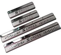 VERVELINK 4 Pezzi Protezione Esterna Auto Battitacco in Acciaio Inossidabile per Suz-uki SX4 S-Cross S Cross 2014-2023 Esterno Battitacco Protezione Plates Anti-Graffio Scuff Accessori