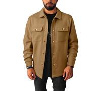 VerverSenceiy Giacca da uomo in imitazione di lana per l'autunno-inverno, con collo a revers e abbottonatura a bottoni a pressione, in stile workwear, giacca business-casual per la mezza stagione