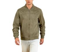 VerverSenceiy Giacca da uomo in similpelle scamosciata, con collo da baseball, stile aviatore, polsini a costine e chiusura con cerniera; giacca casual per la mezza stagione autunno-inverno