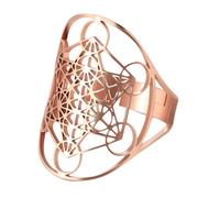 Vervevum Anello cubo di Metatron Anello con geometria sacra scavata per uomini e donne, ovale in acciaio inossidabile, taglia unica, oro rosa, spirituale per le donne