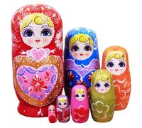 Vervevum Bambole Che nidificano per Bambini, Bambole Che nidificano 7 Pezzi impilabili in Legno colorato Divertente Artigianale Russo variegato per Bambini Adulti Compleanno Vacanze di Natale