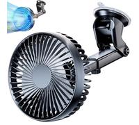Vervevum Ventilatore per Auto Silenzioso 3 Livelli 12V/24V Ventola in ABS Estensibile Girevole a 360° per Auto con Cavo USB da 1, 5 M e Ventosa per la Guida Estiva Calda, Ventole che Soffiano Fredda