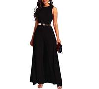 VERWIN Patchwork Overlay Impreziosito Plain Donna Tuta A Vita Alta Pagliaccetto Donna - nero - XX-Large