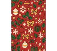 Very Merry Christmas Themed Journal Notebook | 110 Lined Pages: Bright Festive Cover with Holly, Snowflakes, Ornaments Stars and Gifts