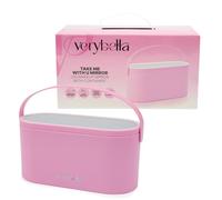 Verybella - beauty box con specchio rotante, luci led, manico e misure compatte 11x23,5x10,4 cm - beauty case pieghevole