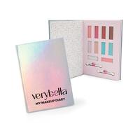 verybella Diario Make Up, Effetto Irridescente, Include 8 Colorazioni di Ombretto Chiari e Scuri, 2 Burrocacao, 2 Applicatori, e Pagine a Righe su Cui Scrivere i Tuoi Segreti di Bellezza