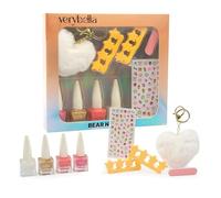 verybella Set Bear per la Manicure Ottimale, Contiene 4 Smalti Colorati Peel Off, 1 Limetta, 2 Morbidi Separadita, Stickers Colorati per Unghie, 1 Portachiave a Forma di Cuore