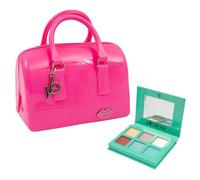 verybella - Set Borsa Bauletto Con Manici Fucsia, Palette Trucco Occhi Composto Da 6 Ombretti Con Specchio Make Up