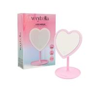 verybella Specchio Per Il Make Up Da Tavolo Colore Rosa Forma Cuore Base Fissa In Cui Poter Riporre Accessori Luci A Led Regolabili Accensione Touch Misura Cm 285 x 18