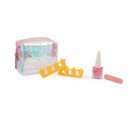 Verybella - trousse effetto iridescente e chiusura a cerniera include smalto peel off rosa 2 limette 2 morbidi separadita porta make up da viaggio