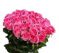 Veryhome 10 Pezzi Fiori Artificiali Rose di Seta Falso Bouquet da Sposa da Sposa per la casa Giardino Partito Decorazioni Floreali (Rosa Rossa, bocciolo di Rose)