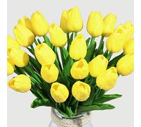 Veryhome Fiore Artificiale Fiore Finto Tulipano Materiale In Lattice Vero Tocco Matrimonio Stanza Famiglia Alberghi Festa DIY al operto Decorazione Yellow-10 pezzi