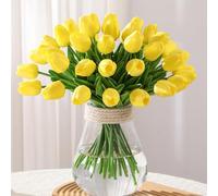 Veryhome Fiore Artificiale Fiore Finto Tulipano Materiale In Lattice Vero Tocco Matrimonio Stanza Famiglia Alberghi Festa DIY al operto Decorazione Yellow-20 pezzi