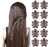 Vesaneae 10 Pezzi Clip Capelli, Tornante per Capelli Diamantati, Eleganti Piccole Mollette con Fiore, Forcina Antiscivolo, Capelli Fermaglio per le Donne, Pinze per Capelli in Metallo (Black)