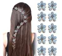 Vesaneae 10 Pezzi Clip Capelli, Tornante per Capelli Diamantati, Eleganti Piccole Mollette con Fiore, Forcina Antiscivolo, Capelli Fermaglio per le Donne, Pinze per Capelli in Metallo (Blu)