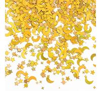 Vesaneae 30g 4000pcs Coriandoli Olografici da Tavola a Stelle e Luna, Paillettes Metal Scintillii, Foil Confetti di Tavolo Glitter, Decorazione Fai da Te per Compleanno Festa di Matrimonio (Dorati)