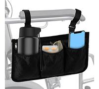 Vesaneae Borsa per Sedia a Rotelle, Borsa di Stoccaggio per Bracciolo per Sedia a Rotelle, Borsa Laterale per bracciolo, Anziani Disabili Borsa Per Sedia a Rotelle, Carrozzine, Sedie Elettriche (Nero)