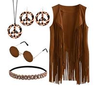 Vesaneae Costume da Discoteca Hippie anni '70, Accessori Hippie da Donna, Costume da Hppie da Dnna, Abbigliamento Hippie, Costume Hippie, Costumes Necklace Earrings Sunglass, 60s Party Costume