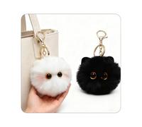 Vesavifaka 2 pezzi Portachiavi Gatto Nero e Bianco, Regali per Amanti dei Gatti, Morbidi Accessori per Zaino per Ragazze, Portachiavi per Auto, Accessori per Borse e Zaini