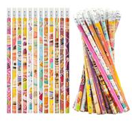 Vesavifaka 24 Pezzi Happy Birthday matite HB per Studenti, matite Colorate con Gomma per Bambini, cancelleria in Legno per Insegnanti, ricompense in Classe e Articoli per Feste, 12 Design Diversi