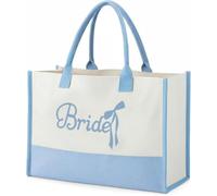 Vesavifaka Borsa da sposa per donne, regali per la sposa, borsa da sposa in tela ricamata con fiocco per matrimonio, borsa della spesa per donne, tote bag per festa di nozze, accessori per addio al