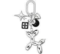 Vesavifaka Portachiavi a Forma di Palloncino in Argento, Ciondolo da Borsa Argento Y2K con Ciondolo Palla 8 per Donna, Ciondolo Estetico per Zaino, Borsa Accessori