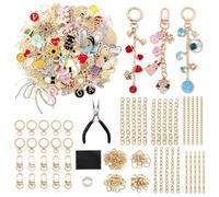 Vesavifaka Set per Creare Portachiavi - 325 Pezzi di Charms e Accessori per Gioielli, Set di Perline e Charms per Portachiavi, Portachiavi e Creazione di Gioielli