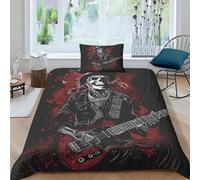 VesFy Chitarra Set Copripiumino E Federe Morbide in Microfibra Ultrafine Stampato 3D Rock and Roll Con Cerniera Per Ragazzi Ragazze Adulti E Bambini 2 Pezzi Single（135x200cm）