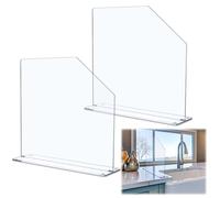 Vesici 2 pannelli in acrilico trasparente per lavello, autoportante, con apertura a scomparsa, protezione contro gli schizzi della cucina, per casa e ospedale (lunghezza 40 cm, altezza 40,6 cm, base