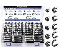 Vesmikit - Morsetti per cavi, 112 pezzi, kit assortito di morsetti per tubi in acciaio inox, cuscinetti in gomma, morsetti isolati in 10 misure, 1/4" - 1-3/4", per tubi, tubi, cavi automobilistici,