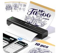 Veson H1 - Stampante per tatuaggi Bluetooth, per tatuaggi, compatibile con smartphone, tablet e PC, set di macchine per tatuaggi per principianti e artisti con 10 fogli di carta di trasferimento