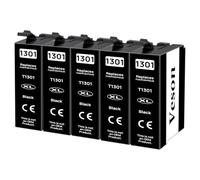 Veson T130XL nero Cartuccia d'inchiostro, Compatibile con Epson T1301, per cartucce Epson WF 3520, per Stylus Office BX925FWD BX635FWD BX935FWD B42WD SX525WD WF-3540 WF-7525 (5 nero)