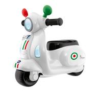 Vespa per Bambini Primavera Bianca Moto Giocattolo Cavalcabile con Pannello