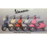VESPA PIAGGIO ELETTRICA 946 BAMBINI 3-6 A 12V FARI LED MUSICA RETROMARCIA ROSSO