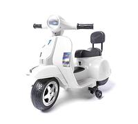Vespa classica PX150 Mini oficial - Bianco - Moto elettrica per Bambini e Bambine/Rotelle di Appoggio/Pedale acceleratore/Sedile simil pelle imbottito/Valigetta/Chiavetta reale/Luci e Musica