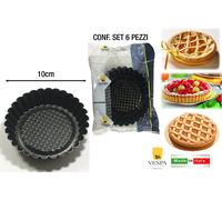 Vespa Stampo per Dolci Crostatina Antiaderente in Alluminio Set 6 Pezzi 10 cm