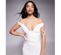 Vesper Petite - Vestito in bengalina bianco con scollo a cuore e gonna al polpaccio 40