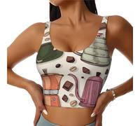 Vesplim Top Corto da Corsa/Yoga Senza Maniche con Stampa Farfalla Seduta su Un Fiore per Donna