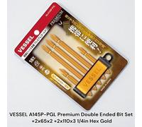 VESSEL A145P-PGL Premium Double Ended Bit Set +2x65x2 +2x110x3 1/4in Hex Gold