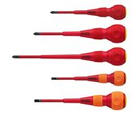 VESSEL Cacciavite BALL GRIP VDE (isolati) Pozidrive/Plat, set di 5 pezzi