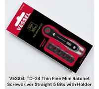 VESSEL TD-24 Mini cacciavite a cricchetto sottile fine dritto 5 punte con sup...