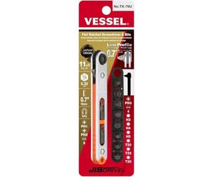 VESSEL TX76U Set di cacciaviti a cricchetto piatti a basso profilo (tipo dritto)